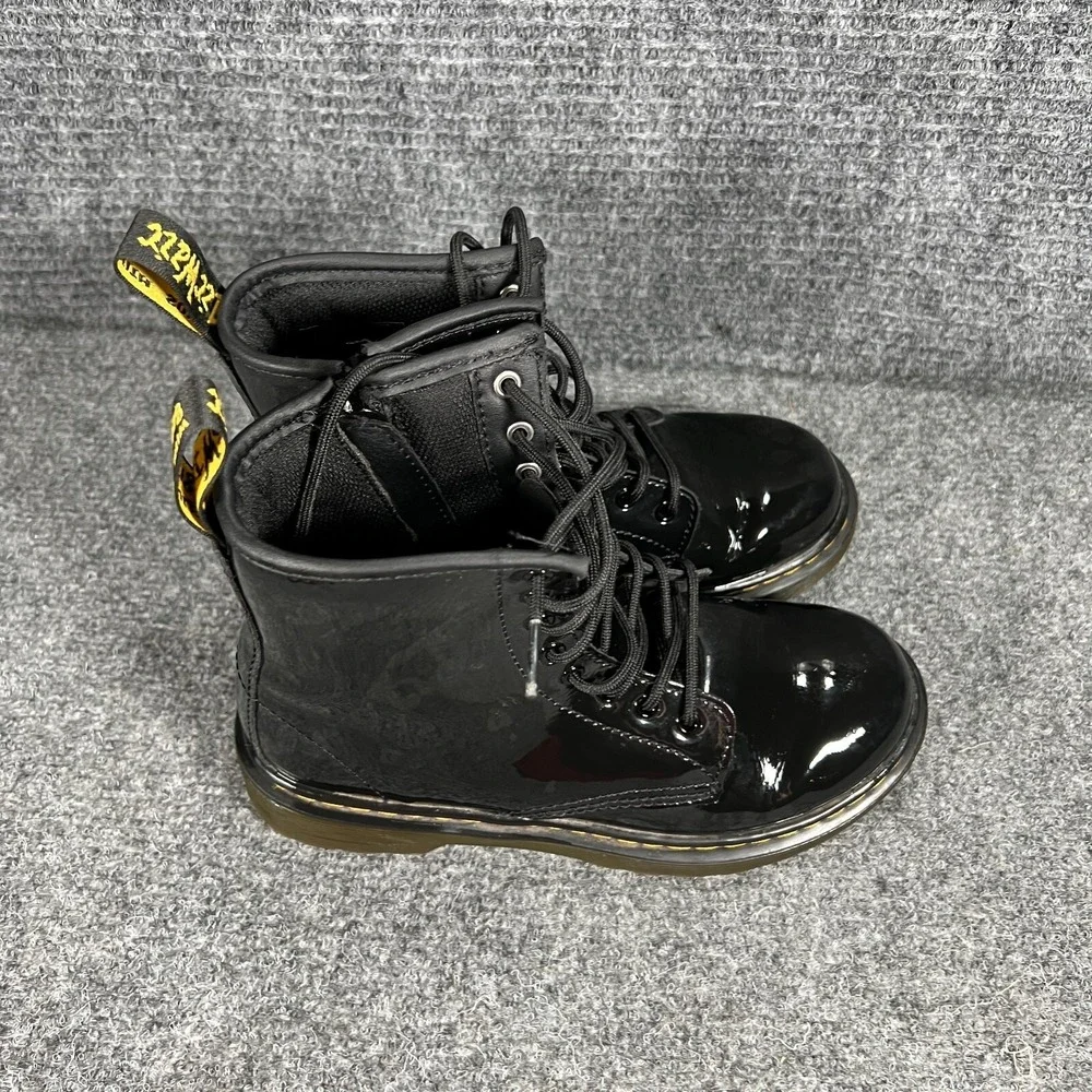 Dr. Martens Boots Shoes Junior 1460‎ Youth Size 2 Black Leather Lace Up Zip Up